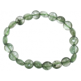 Green Rutilated Quartz flat beads bracelet Green Rutilated Quartz flat beads bracelet