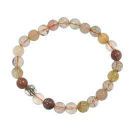 Mixed Rutilated Quartz round beads bracelet