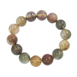 Mixed Rutilated Quartz round beads bracelet Mixed Rutilated Quartz round beads bracelet