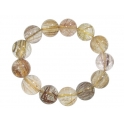 Mixed Rutilated Quartz round beads bracelet