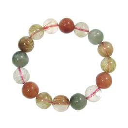 Mixed Rutilated Quartz round beads bracelet Mixed Rutilated Quartz round beads bracelet
