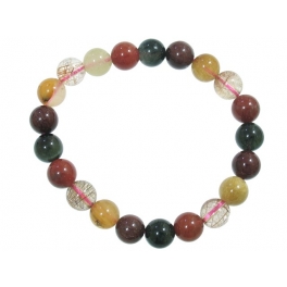 Mixed Rutilated Quartz round beads bracelet