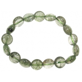 Green Rutilated Quartz flat beads bracelet Green Rutilated Quartz flat beads bracelet