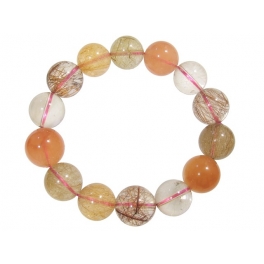 Mixed Rutilated Quartz round beads bracelet Mixed Rutilated Quartz round beads bracelet