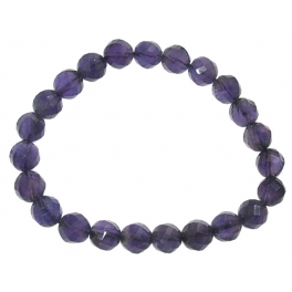 Amethyst faceted round beads bracelet