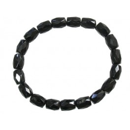 Black Tourmaline faceted barrel shaped beads bracelet Black Tourmaline faceted barrel shaped beads bracelet