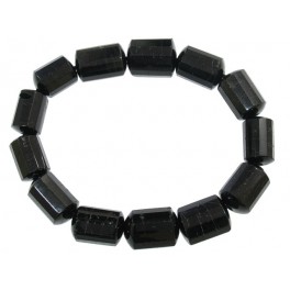 Black Tourmaline faceted barrel shaped beads bracelet Black Tourmaline faceted barrel shaped beads bracelet