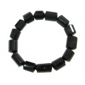 Black Tourmaline faceted barrel shaped beads bracelet
