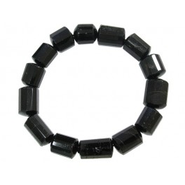 Black Tourmaline faceted barrel shaped beads bracelet Black Tourmaline faceted barrel shaped beads bracelet