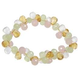 Citrine + crystal+rose quartz faceted pear beads bracelet