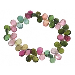 Muticolor Tourmaline faceted flat pear beads bracelet Muticolor Tourmaline faceted flat pear beads bracelet