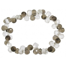 Smoky Quartz+White Quartz faceted pear beads bracelet Smoky Quartz+White Quartz faceted pear beads bracelet