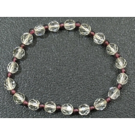 White Quartz Crystal round beads + Garnet bracelet White Quartz Crystal round beads + Garnet bracelet