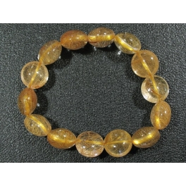 Golden Rutilated Quartz flat beads bracelet Golden Rutilated Quartz flat beads bracelet