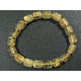 Golden Rutilated Quartz barrel beads bracelet Golden Rutilated Quartz barrel beads bracelet