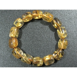 Golden Rutilated Quartz barrel beads bracelet Golden Rutilated Quartz barrel beads bracelet