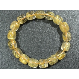 Golden Rutilated Quartz barrel beads bracelet Golden Rutilated Quartz barrel beads bracelet
