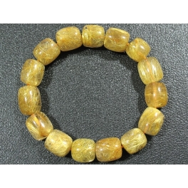 Golden Rutilated Quartz barrel beads bracelet Golden Rutilated Quartz barrel beads bracelet