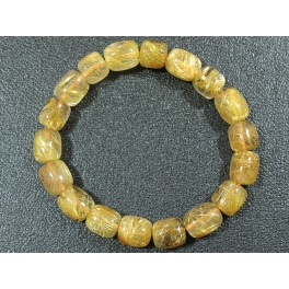 Golden Rutilated Quartz barrel beads bracelet Golden Rutilated Quartz barrel beads bracelet