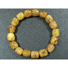 Golden Rutilated Quartz barrel beads bracelet Golden Rutilated Quartz barrel beads bracelet