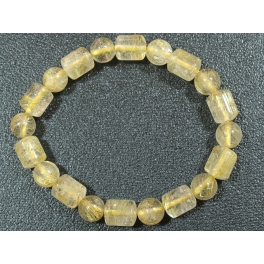 Golden Rutilated Quartz barrel + round beads bracelet Golden Rutilated Quartz barrel + round beads bracelet