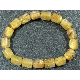 Golden Rutilated Quartz barrel beads bracelet Golden Rutilated Quartz barrel beads bracelet