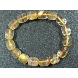 Golden Rutilated Quartz barrel beads bracelet Golden Rutilated Quartz barrel beads bracelet