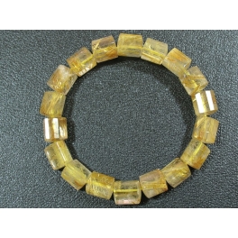 Golden Rutilated Quartz barrel beads bracelet Golden Rutilated Quartz barrel beads bracelet