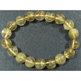 Golden Rutilated Quartz round beads bracelet