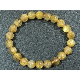 Golden Rutilated Quartz round beads bracelet
