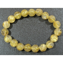 Golden Rutilated Quartz round beads bracelet