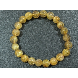 Golden Rutilated Quartz round beads bracelet