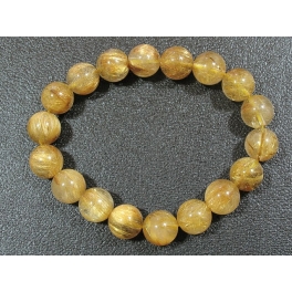 Golden Rutilated Quartz round beads bracelet