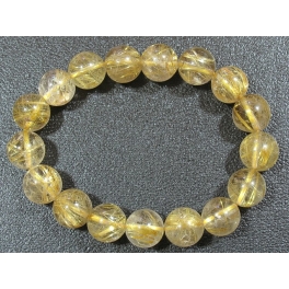 Golden Rutilated Quartz round beads bracelet
