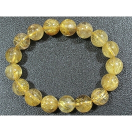 Golden Rutilated Quartz round beads bracelet