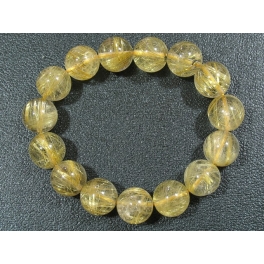 Golden Rutilated Quartz round beads bracelet