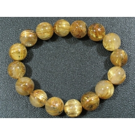 Golden Rutilated Quartz round beads bracelet
