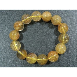 Golden Rutilated Quartz round beads bracelet