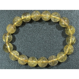 Golden Rutilated Quartz round beads bracelet