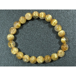 Golden Rutilated Quartz round beads bracelet