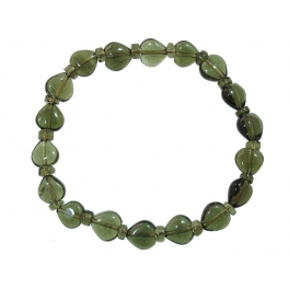 Moldavite heart beads bracelet Moldavite heart beads bracelet