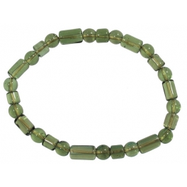 Moldavite barrel + round beads bracelet Moldavite barrel + round beads bracelet