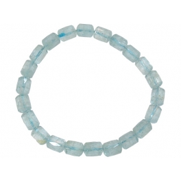 Aquamarine faceted barrel beads bracelet