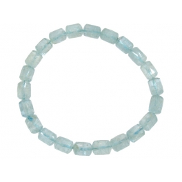 Aquamarine faceted barrel beads bracelet