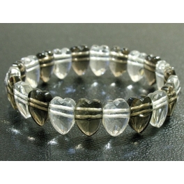 White Quartz Crystal + Smoky Quartz DD beads bracelet White Quartz Crystal + Smoky Quartz DD beads bracelet
