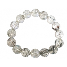 Black Tourmaline Quartz round beads bracelet
