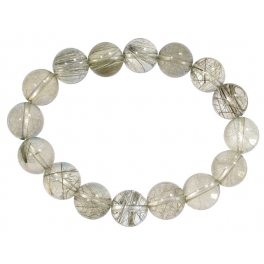 Silver Rutilated Quartz round beads bracelet Silver Rutilated Quartz round beads bracelet
