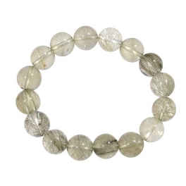 Silver Rutilated Quartz round beads bracelet Silver Rutilated Quartz round beads bracelet