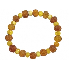 Amber and copal engraved beads Bracelet Amber and copal engraved beads Bracelet