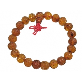 Amber engraved round beads Bracelet